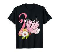 Papillon pour 2ème anniversaire de fille Rose Monarque Floral Deux 2 T-Shirt