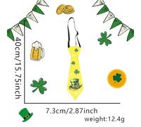Papillon Pré-noué 40cm Motif Trèfle et Or Papillon Pré-noué(C) | Design pré-noué, port rapide, élastique ajustable, motif trèfle vert, pour idéal fête