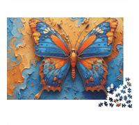 Papillon Relief Bleu Orange Puzzle 1000 Pièces Papier pour Adultes Jeu de Puzzle 1000 Pièces Décoration Maison 38x26cm/1000pcs