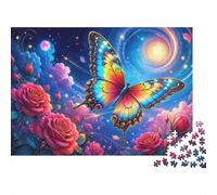 Papillon Rose Ciel 1000 Pièces Mini Puzzle pour Adultes Idée Cadeau | 52x38cm Carton Amateurs De Puzzles Relaxation Mentale Puzzle Fait Main Cadeau D'anniversaire Décoration Maison