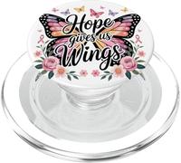 Papillon Rose « Hope Gives Us Wings » pour la Sensibilisation au Cancer du Sein PopSockets PopGrip pour MagSafe