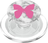 Papillon Roses Élégant Mignon Minimal Blanc Gris PopSockets PopGrip pour MagSafe