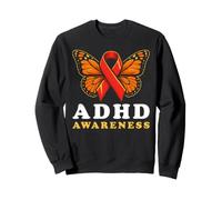 Papillon Ruban Orange pour Le Mois de Sensibilisation au TDAH Sweatshirt