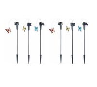 Papillon solaire Connecteur volant Rotation Simulation de vol Motorisation Piquet de terre Décoration de jardin, plastique, interrupteur, H 60 cm, lot de 6