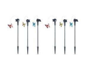 Papillon solaire Connecteur volant Rotation Simulation de vol Motorisation Piquet de terre Décoration de jardin, plastique, interrupteur, H 60 cm, lot de 6