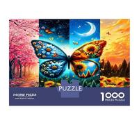 Papillon, Soleil et Lune 1000 Pièces Puzzle Premium Harmonie des Deux Saisons Puzzle Adultes Carton Épais - Ados 12-18 Ans, Entraînement Logique, Super Cadeau pour Les Fans De Puzzles 70x50cm/1000pcs