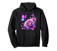Papillon sur une rose violette pour amoureux des papillons Sweat à Capuche