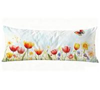 Papillon Taie Oreiller 40x145 cm Tulipe Housse Traversin 145 x 40 cm Set de 1 Coussin Grossesse, Douce et Confortable avec Fermeture éclair Oreiller de Corps pour Canapé Lit Coussin Long J0-1021