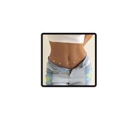 Papillon taille chaîne perle ceinture pendentif taille chaîne lettre ventre corps chaîne accessoires corps Summer Beach Night Club Party (Or A)