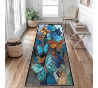 Papillon Tapis de Couloir Vitrail Tapis de Couloir Long 60 x 120 cm Passage Antidérapant Lavable en Machine D'entrée Chambre Salon Descente de Lit Poil Ras Rug uR&tW323