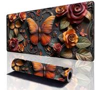 Papillon Tapis de Souris 70 x 40 cm, Tapis Bureau RougeImperméable et Antitache, Mouse Pad Améliore la Précision et la Vitesse, Antidérapante Base sous Main Bureau pour Gamer, Ordinateur, Cadeau is-E