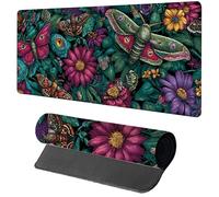 Papillon Tapis de Souris 800x400x3mm, Tapis de Souris XXL Gaming Fleur, Grand sous Main Bureau avec Rubber Base, Gaming Accessoire Bureau, Haute Précision et Vitesse Mouse Pad, pour Gamer, PC 6-8105