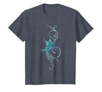 Papillon Tatouage T-Shirt Motif Papillon Turquoise Bleu T-Shirt, Enfant, Bleu Chiné, 6 Ans