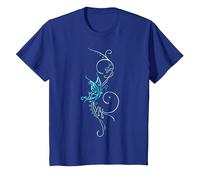 Papillon Tatouage T-Shirt Motif Papillon Turquoise Bleu T-Shirt, Enfant, Bleu Royal, 12 Ans