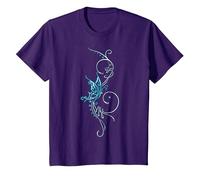 Papillon Tatouage T-Shirt Motif Papillon Turquoise Bleu T-Shirt, Enfant, Violet, 4 Ans