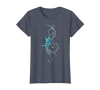 Papillon Tatouage T-Shirt Motif Papillon Turquoise Bleu T-Shirt, Femme, Bleu Chiné, L