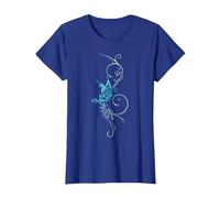 Papillon Tatouage T-Shirt Motif Papillon Turquoise Bleu T-Shirt, Femme, Bleu Royal, L