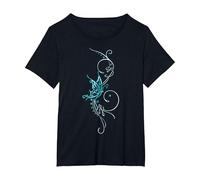 Papillon Tatouage T-Shirt Motif Papillon Turquoise Bleu T-Shirt, Femme Grandes Tailles, Noir, 4X