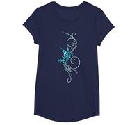 Papillon Tatouage T-Shirt Motif Papillon Turquoise Bleu T-Shirt, Fille, Bleu Marine, M