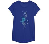 Papillon Tatouage T-Shirt Motif Papillon Turquoise Bleu T-Shirt, Fille, Bleu Royal, L