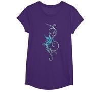 Papillon Tatouage T-Shirt Motif Papillon Turquoise Bleu T-Shirt, Fille, Violet, L