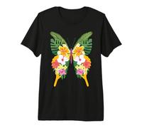 Papillon Tropical avec Ailes Florales T-Shirt Haut de Gamme