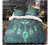 Papillon vert Impression 3D 3 pièces housse de lit style attrape-rêves de la nature housse de courtepointe microfibre hypoallergénique fermeture éclair pour bébés filles femmes King（220x240cm）