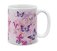 Papillon Violet, Vignes Roses Tasse Humour Tasses À Thé Avec Anse Mug Pour Chocolat Chaud L'École Cacao Bureau 330Ml