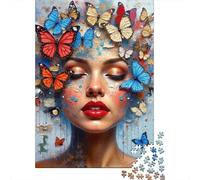 Papillon Visage Art Set Puzzle 1000 Pièces Collectionneurs, Papier Recyclé Épais, Décoration Intérieure, Art Mural, Cadeau Couples, Puzzle Décoratif 70x50cm/1000pcs