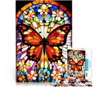 Papillon vitrail Puzzles 1000 pièces pour Adultes Jeux éducatifs Décoration d'intérieur Renforcer l'amour Entre Les Couples 38x26cm
