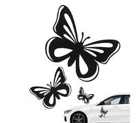 Papillon Voiture Réfléchissant avec Papillons, Blanc Noir Autocollant Mural Pare-Soleil Autocollant Imperméable pour Pare-Brise