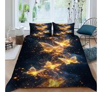 Papillons_1 Imprimé Parure De Lit Microfibre De 3 Pièces Aesthetic NightSkyInsects Housses De Couettes Et 2 Taie d'oreiller King（220x240cm）