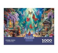 Papillons 1000 Pièces Amusants PuzzleBâtiments Vivants de Fantasy Town pour Adultes De Jeu pour Adultes Parfaitpourla Détente Paysagedes QuatreSaisons 38x26cm/1000pcs