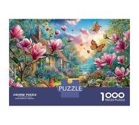 Papillons 1000 Pièces Magnolia Chemin Puzzle pour Adultes Papier Recyclé Anti-Stress Difficile pour Experts Stimuler l'esprit sans Reflets 52x38cm/1000pcs