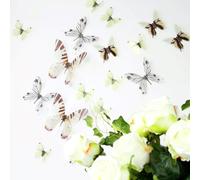 Papillons 3D blancs - 18 stickers papillons 3D authentiques