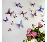 Papillons 3D bleus - 18 stickers papillons 3D authentiques