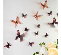 Papillons 3D marrons - 18 stickers papillons 3D authentiques