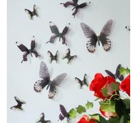 Papillons 3D noirs - 18 stickers papillons 3D authentiques