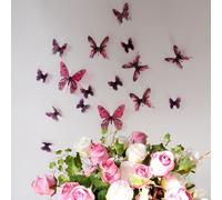 Papillons 3D roses - 18 stickers papillons 3D authentiques