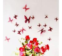 Papillons 3D rouges - 18 stickers papillons 3D authentiques