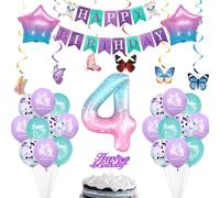 Papillons 4 ans Décoration anniversaire multicolore, Papillon Ballon 4 ans fille anniversaire, Fille 4 ans multicolore Papillons Ballon, Papillons 4 ans déco anniversaire fille multicolore