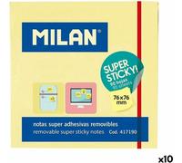 Papillons adhésifs Milan 76 x 76 mm jaune 10 pièces