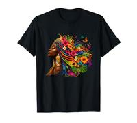 Papillons africains Noirs avec Fleurs colorées T-Shirt