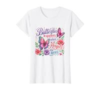 Papillons apparaissant Lorsque Les Anges sont Proches d'un Papillon commémoratif T-Shirt Graphique avec Valeur, Femme, Blanc, S