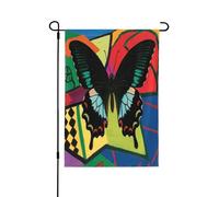 Papillons colorés Art Drapeau de jardin double face 71,1 x 101,6 cm Drapeau de jardin extérieur Maison Drapeaux avec motifs saisonniers Décoration de pendaison de crémaillère Vacances