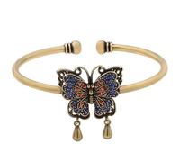 Papillons colorés en laiton nouveaux styles chinois | Bracelet créatif en laiton avec papillon coloré pour femme, style chinois, design artistique, bijoux tendance
