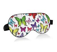 Papillons colorés sur des masques pour les yeux blancs Blocs de couverture Masque de sommeil léger Abat-jour Couverture avec bandeau relaxant pour les yeux avec sangle de tête réglable pour hommes fem