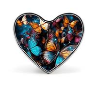 Papillons colorés volant autour sur fond noir b Broche de mode - Pin's de Noël Père Noël Pin's en émail mignon de 1 pouce, épingles à revers en métal pour hommes et femmes, épingle décorative en métal