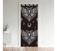 Papillons de Nuit Crâne Rideau de Porte 106x203cm Boho Lune Star Sliding Rideau Occultant pour Chambre Divider Rideaux Interieur Salon Chambre Décor Rideaux Exterieur d'entrée