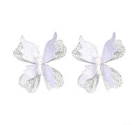 Papillons décoratifs de Noël pour sapin et maison, tissu imitation papillons pour décorations saisonnières (blanc)